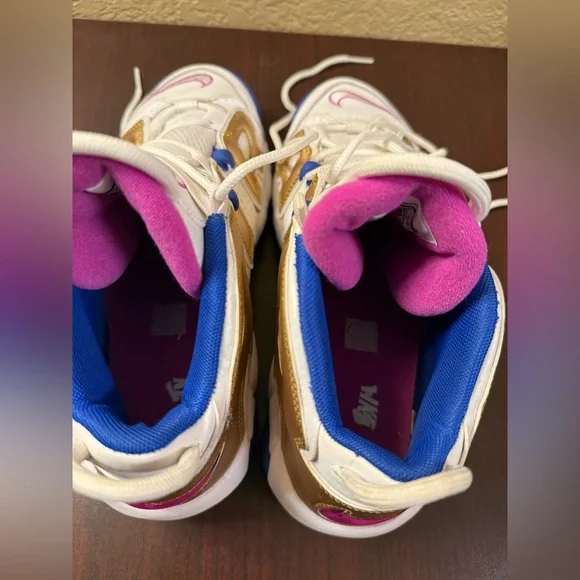 Nike Uptempo Sneakers with Gold and Blue Accents - Picture 7 of 9